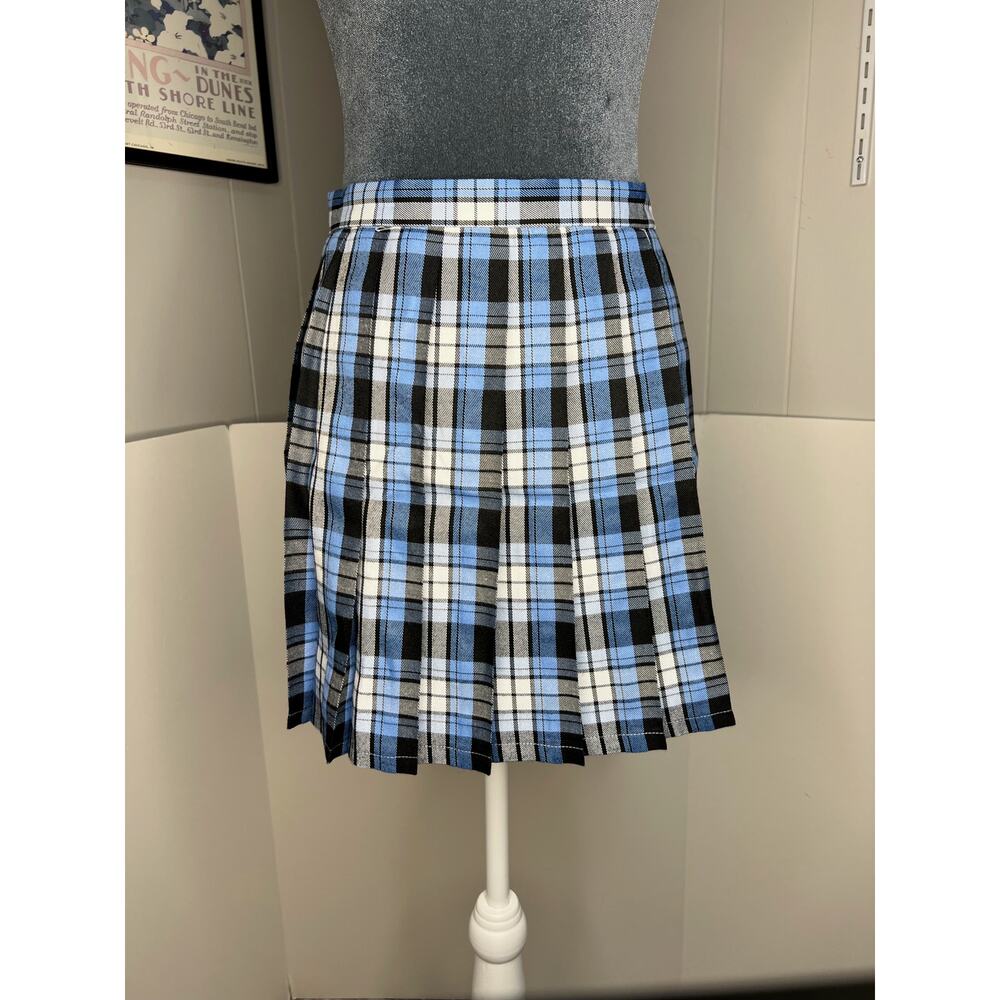 Womens Blue Plaid Pleated Skirt Size Small NNT